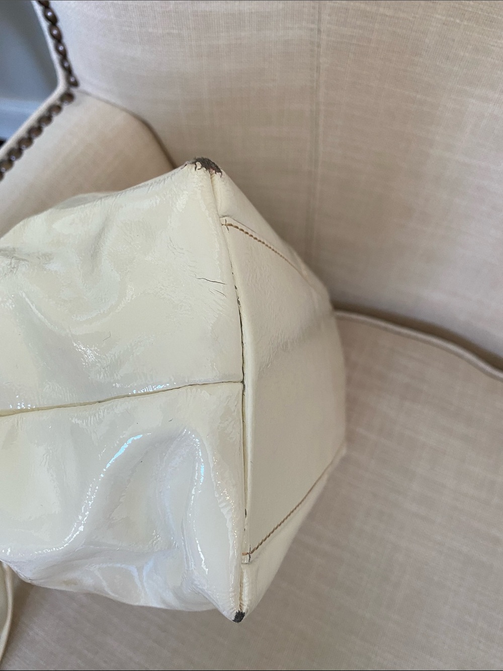 Dooney & Bourke Chiara Cream Patent Leather Shoulder Bag - Picture 8 of 16